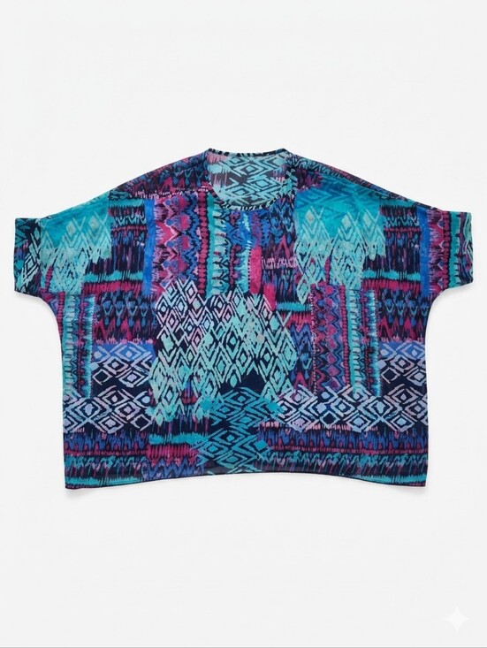Tops - Colorful baggy short sleeve sheer top, OS. EUC.